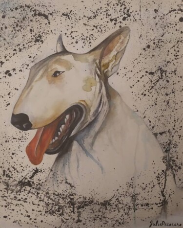 Malerei mit dem Titel "Portrait animalier…" von Julie Pecoraro, Original-Kunstwerk, Aquarell Auf Keilrahmen aus Holz montiert