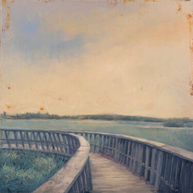 Painting titled "Puente nº 2" by Juan Álvarez Cebrián, Original Artwork, Oil Mounted on Wood Panel