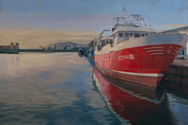 Картина под названием "Puerto de Santander" - Juan Álvarez Cebrián, Подлинное произведение искусства, Масло Установлен на Де…