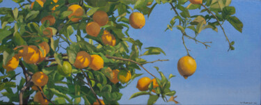 Painting titled "Limonero" by Juan Álvarez Cebrián, Original Artwork, Oil Mounted on Wood Panel