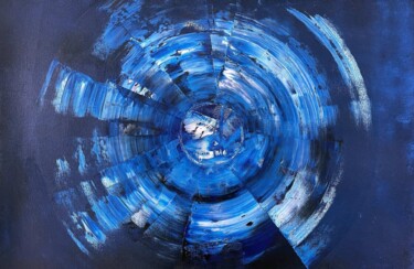 Painting titled "BLUE COSMIC 05" by Juan José Garay, Original Artwork, Oil Mounted on Other rigid panel