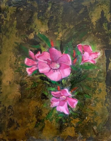 Painting titled "Flores rosas de bal…" by Juan José Molina Gallardo, Original Artwork, Oil
