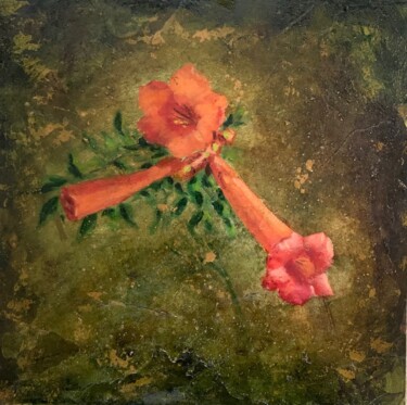 Painting titled "Flores naranjas de…" by Juan José Molina Gallardo, Original Artwork, Oil