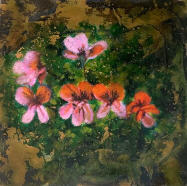 Pittura intitolato "Florecillas rosas d…" da Juan José Molina Gallardo, Opera d'arte originale, Olio