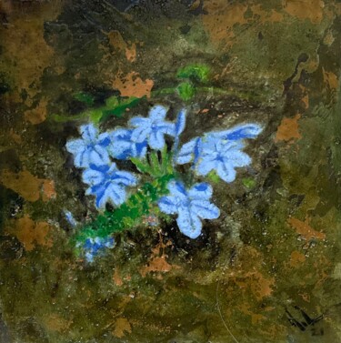 Ζωγραφική με τίτλο "Florecillas azules" από Juan José Molina Gallardo, Αυθεντικά έργα τέχνης, Λάδι