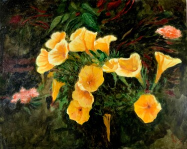 Painting titled "Campanillas amarill…" by Juan José Molina Gallardo, Original Artwork, Oil