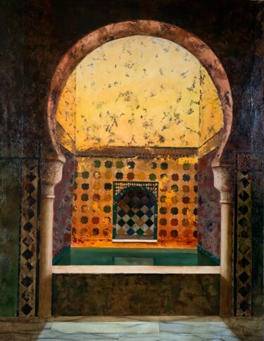Malarstwo zatytułowany „Baño árabe VI” autorstwa Juan José Molina Gallardo, Oryginalna praca, Olej