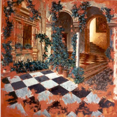 Pittura intitolato "Palacete andaluz" da Juan José Molina Gallardo, Opera d'arte originale, Olio