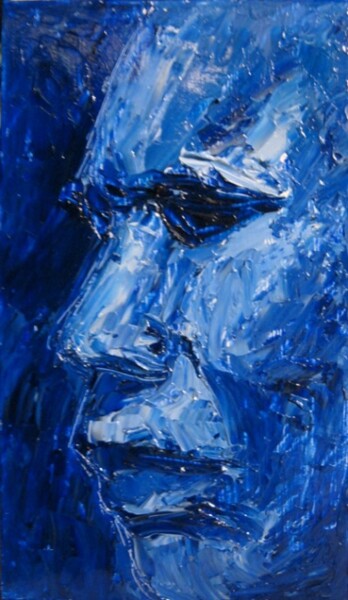 Painting titled "Study in Blue" by Juarez Hawkins, Original Artwork, Oil