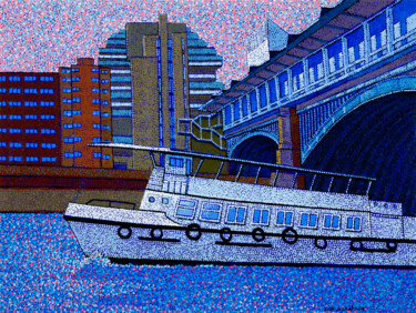 Peinture intitulée "blackfriars bridge…" par Juchul Kim, Œuvre d'art originale, Huile