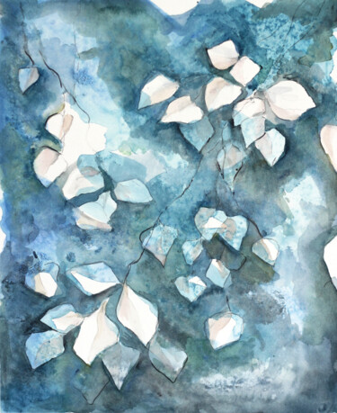 Painting titled "Im Zwielicht - Aqua…" by Judit Fortelny, Original Artwork, Watercolor