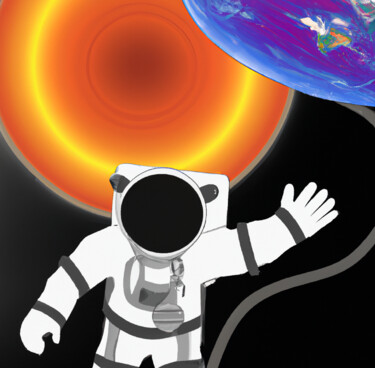 Digitale Kunst mit dem Titel "Sunraker In Space" von Judith Simonis, Original-Kunstwerk, KI-generiertes Bild