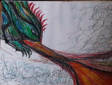 Pittura intitolato "Dragonbreath Skizze" da Judith Simonis, Opera d'arte originale, Gesso