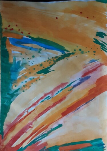 Peinture intitulée "Lines And Dots" par Judith Simonis, Œuvre d'art originale, Aquarelle