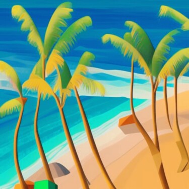 Arts numériques intitulée "Palm Beach" par Judith Simonis, Œuvre d'art originale, Image générée par l'IA