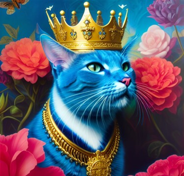 Digitale Kunst mit dem Titel "King Cat" von Judith Simonis, Original-Kunstwerk, KI-generiertes Bild