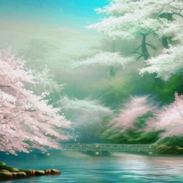 Digital Arts titled "Cherry Blossom II" by Judith Simonis, Original Artwork, AI generated image