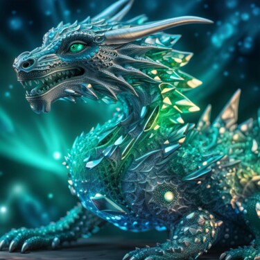 Digital Arts titled "Crystal Dragon" by Judith Simonis, Original Artwork, AI generated image