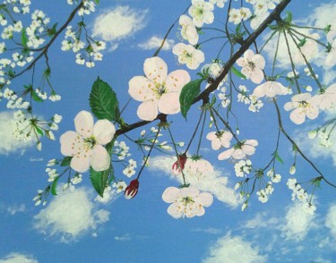 Painting titled "Frühling, spring" by Juergen Duerrmann, Original Artwork, Oil