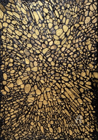 Painting titled "Black and gold abst…" by Julia Brinkfrau, Original Artwork, Acrylic