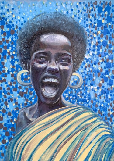 Malerei mit dem Titel "Black woman portrait" von Julia Brinkfrau, Original-Kunstwerk, Öl
