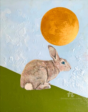 Schilderij getiteld "Spring hare painting" door Julia Brinkfrau, Origineel Kunstwerk, Acryl