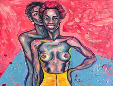 "Two women colorful…" başlıklı Tablo Julia Brinkfrau tarafından, Orijinal sanat, Akrilik
