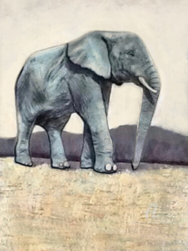 Ζωγραφική με τίτλο "Elephant painting" από Julia Brinkfrau, Αυθεντικά έργα τέχνης, Μολύβι