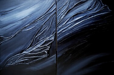 Collagen mit dem Titel "Deep blue 3D Abstra…" von Julia Britvich, Original-Kunstwerk, Acryl