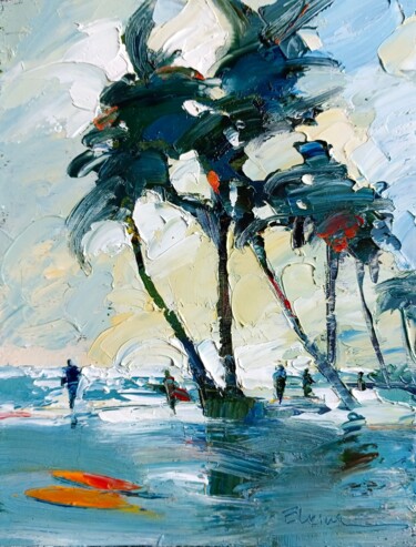 Peinture intitulée "The beach 3" par Julia Elkina, Œuvre d'art originale, Huile
