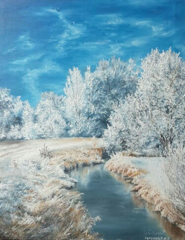 Malarstwo zatytułowany „Winter landscape” autorstwa Julia Gorchakova, Oryginalna praca, Olej