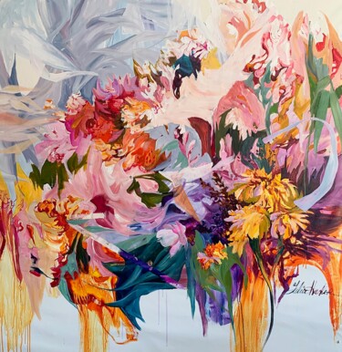Ζωγραφική με τίτλο "Flowers for myself" από Julia Hacker, Αυθεντικά έργα τέχνης, Ακρυλικό