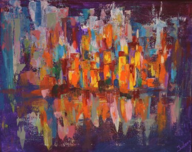 "Night City" başlıklı Tablo Julia Leon tarafından, Orijinal sanat, Akrilik Ahşap Sedye çerçevesi üzerine monte edilmiş