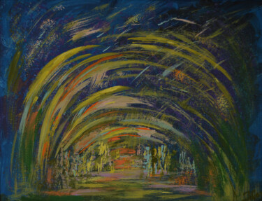 Malarstwo zatytułowany „Moonlight.” autorstwa Julia Leon, Oryginalna praca, Akryl Zamontowany na Drewniana rama noszy