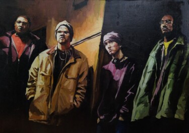 Schilderij getiteld "8 mile, Emenem" door Julia Lihina, Origineel Kunstwerk, Olie