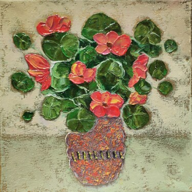 제목이 "Abstract flowers ar…"인 미술작품 Julia Ozerova로, 원작, 기름 나무 들것 프레임에 장착됨