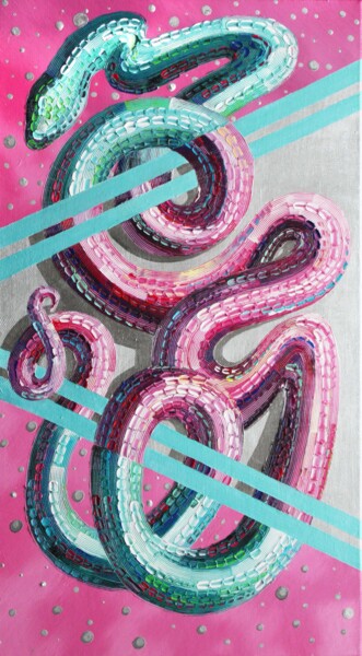 Pintura intitulada "Snake#3" por Julia Ptl, Obras de arte originais, Óleo