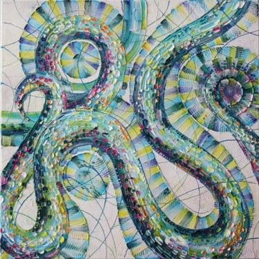 Картина под названием "Symbiosis#" - Julia Ptl, Подлинное произведение искусства, Масло Установлен на Деревянная рама для но…