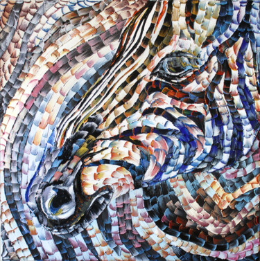 Pintura intitulada "Zebra#1" por Julia Ptl, Obras de arte originais, Óleo Montado em Armação em madeira