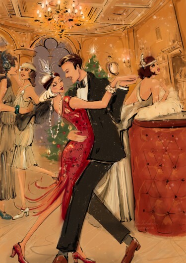 Arte digital titulada "New Year’s Ball" por Julia Shchedrova, Obra de arte original, Pintura Digital