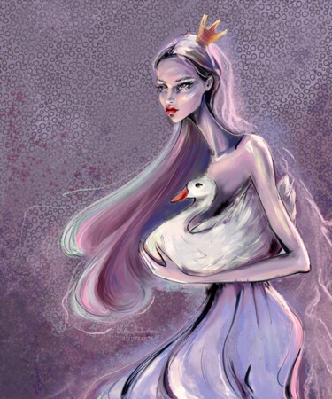 Digital Arts titled "Princess Swan" by Julia Shchedrova, Original Artwork, Digital Painting