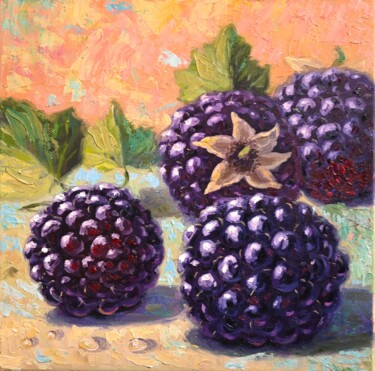 Painting titled "Blackberry" by Julia Strittmatter, Original Artwork, Oil Mounted on Wood Stretcher frame