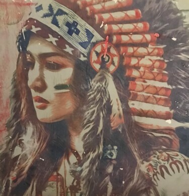 Schilderij getiteld "Colors india" door Julia Tartaix, Origineel Kunstwerk, Acryl Gemonteerd op Frame voor houten brancard