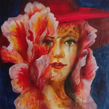 Ζωγραφική με τίτλο "Abstract Red Elegan…" από Julia Vedrina, Αυθεντικά έργα τέχνης, Λάδι