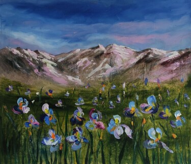 제목이 "ORIGINAL Blue Iris…"인 미술작품 Julia Vedrina로, 원작, 기름