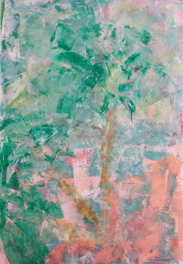 Картина под названием "3 Palms" - Julia Viviani, Подлинное произведение искусства, Акрил Установлен на Деревянная рама для н…