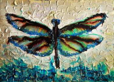 Painting titled "The wings of a drag…" by Julia Crystal, Original Artwork, Resin