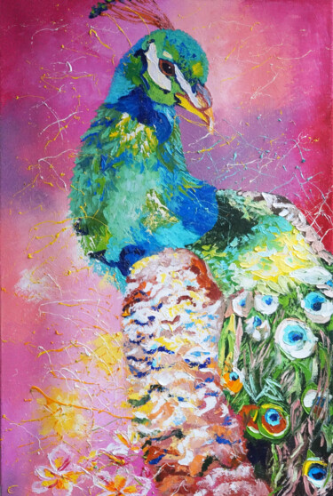 abstract paintings of peacocks