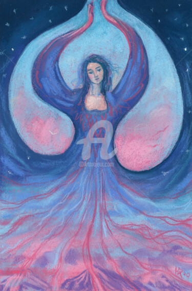 Dessin intitulée "Zorya, Goddess of D…" par Julia Khoroshikh, Œuvre d'art originale, Pastel