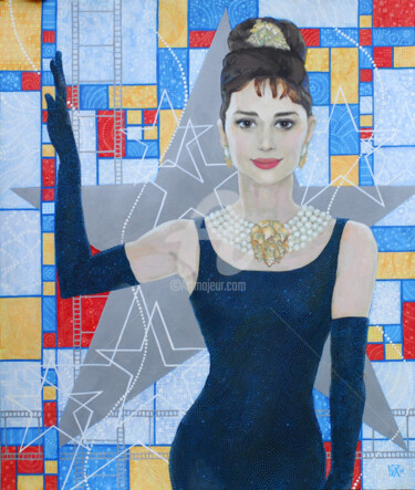 Malerei mit dem Titel "Audrey Hepburn, Old…" von Julia Khoroshikh, Original-Kunstwerk, Acryl
